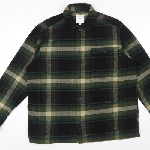 Next Men's Green Plaid Flannel Button-Up Shirt 2XL Regular Fit