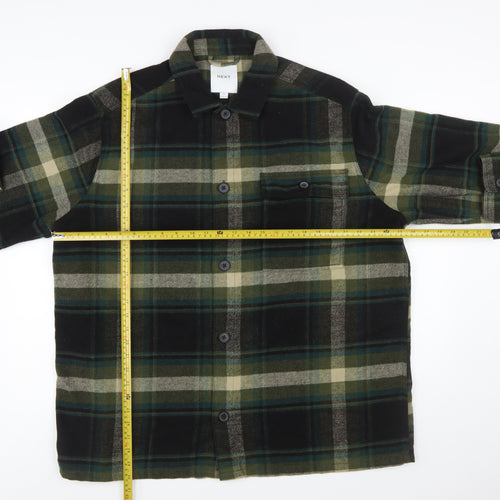 Next Men's Green Plaid Flannel Button-Up Shirt 2XL Regular Fit