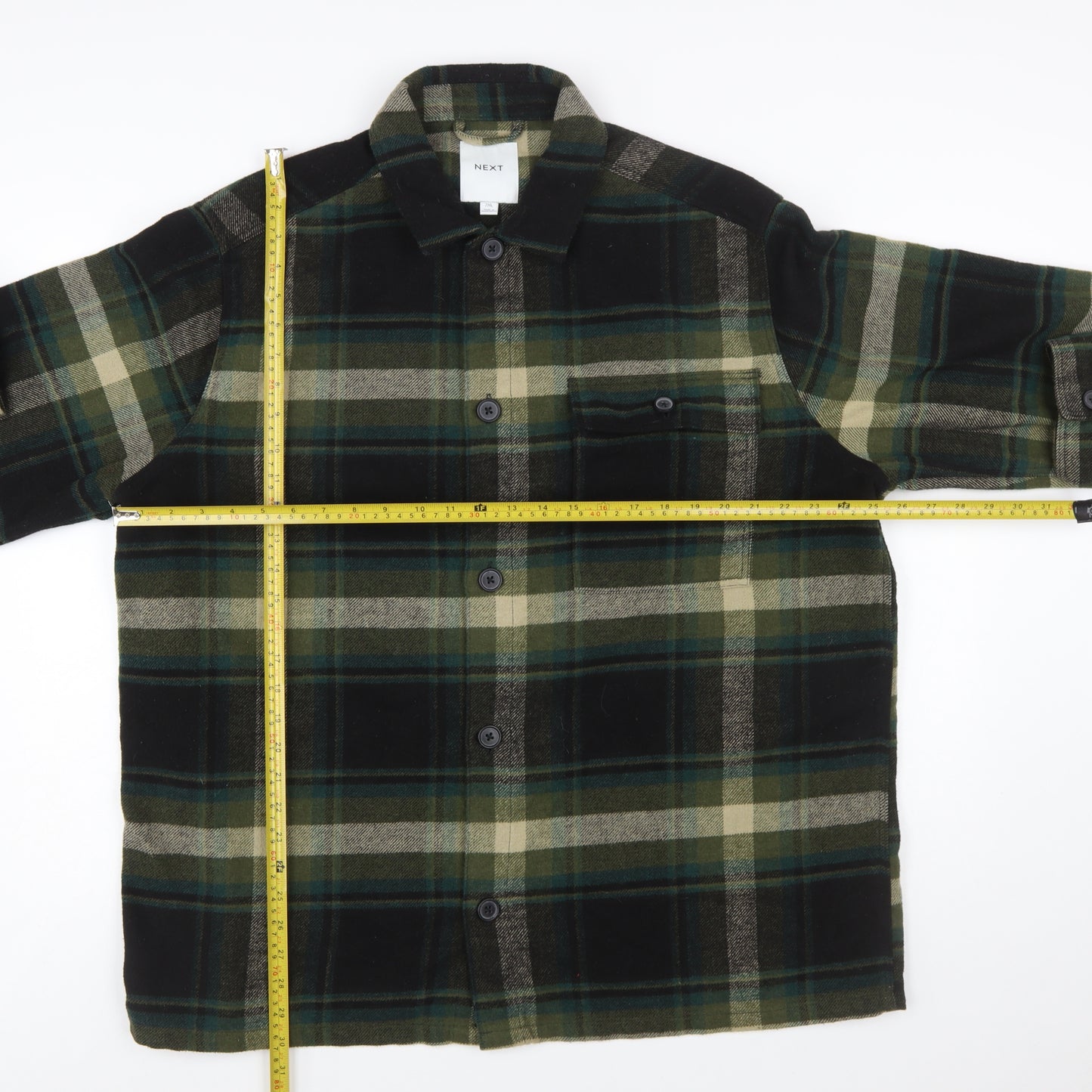 Next Men's Green Plaid Flannel Button-Up Shirt 2XL Regular Fit