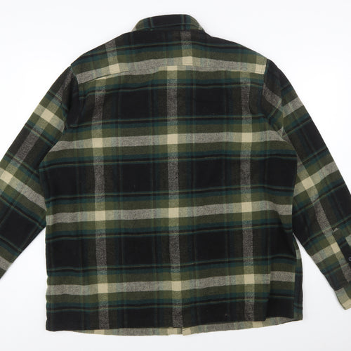 Next Men's Green Plaid Flannel Button-Up Shirt 2XL Regular Fit