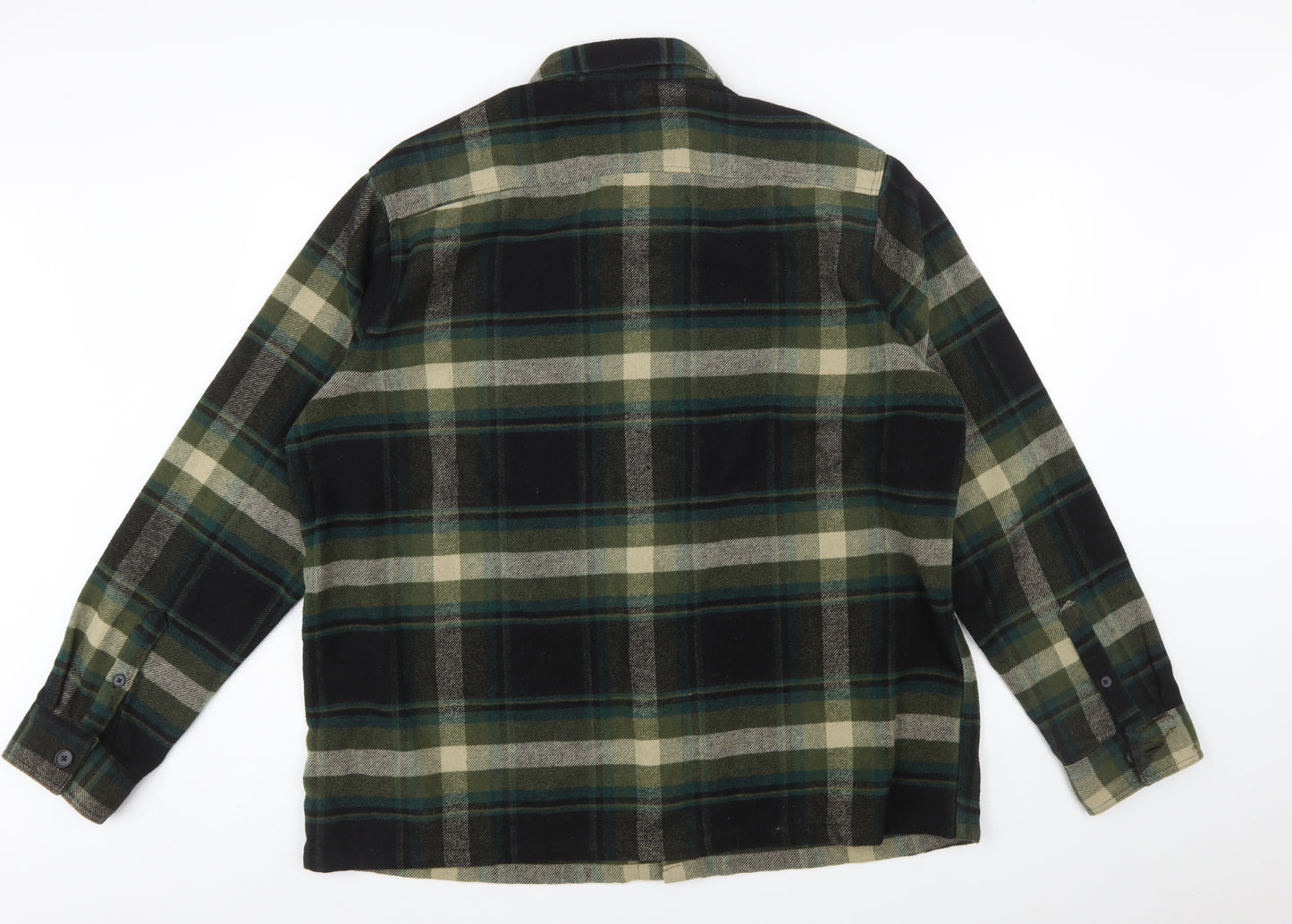 Next Men's Green Plaid Flannel Button-Up Shirt 2XL Regular Fit