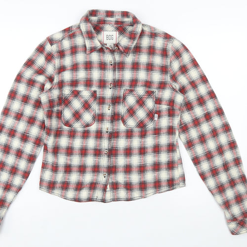 BDG Women's Red Checked Flannel Button-Up Shirt Size L