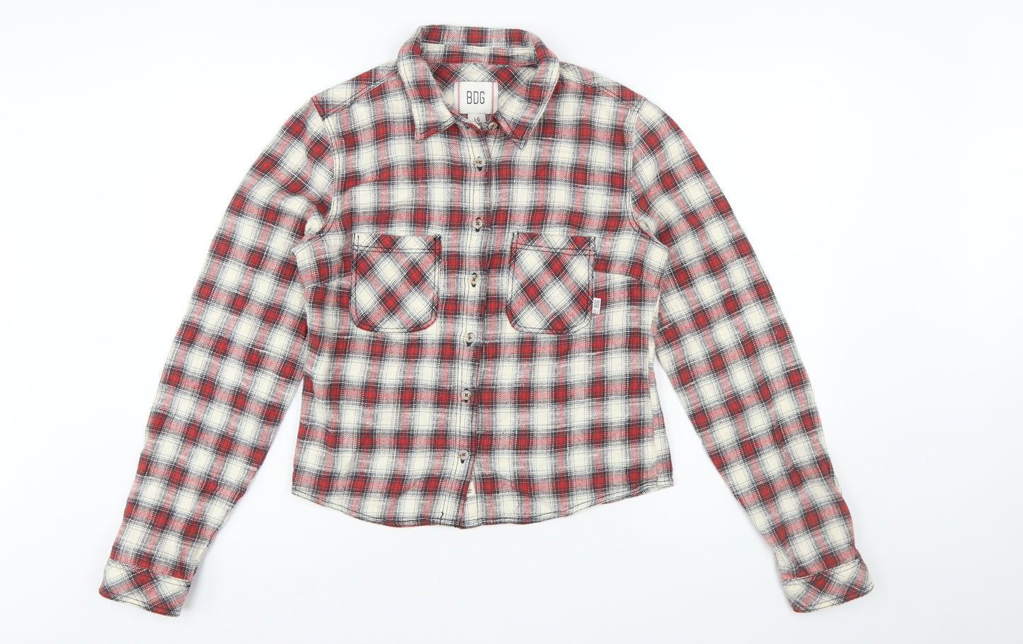 BDG Women's Red Checked Flannel Button-Up Shirt Size L