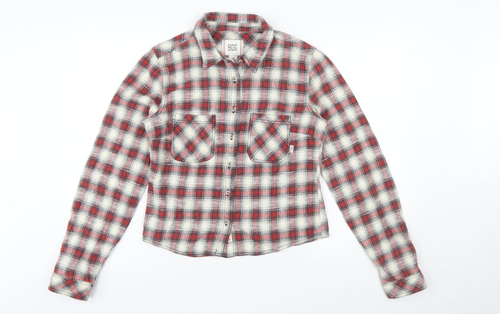 BDG Women's Red Checked Flannel Button-Up Shirt Size L