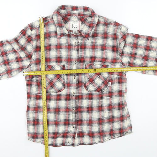 BDG Women's Red Checked Flannel Button-Up Shirt Size L