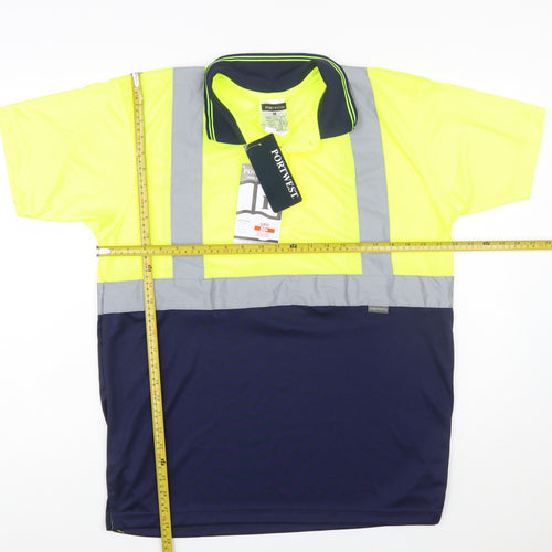 Portwest Men's Yellow/Navy Short Sleeve Hi-Vis Work Polo Shirt M