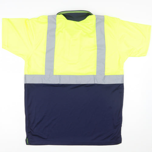 Portwest Men's Yellow/Navy Short Sleeve Hi-Vis Work Polo Shirt M