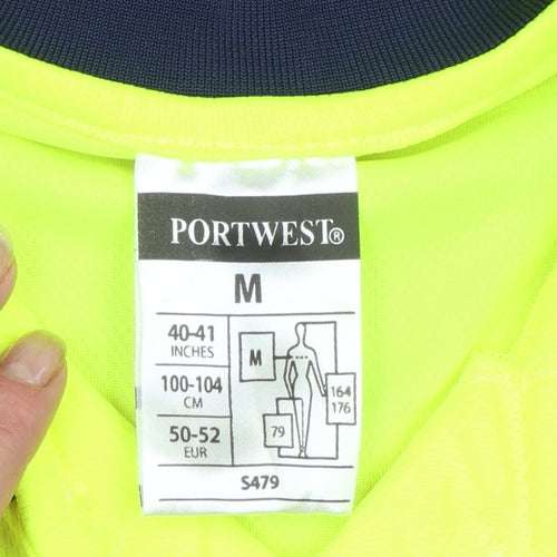 Portwest Men's Yellow/Navy Short Sleeve Hi-Vis Work Polo Shirt M