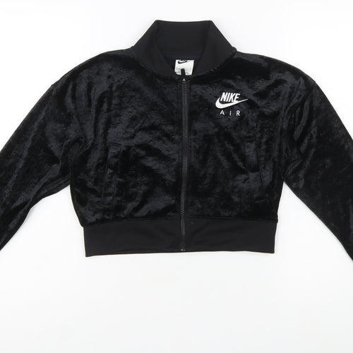 Nike Girls Black Velour Full Zip Sweatshirt Hoodie M 137-146cm