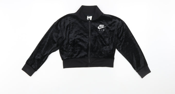 Nike Girls Black Velour Full Zip Sweatshirt Hoodie M 137-146cm