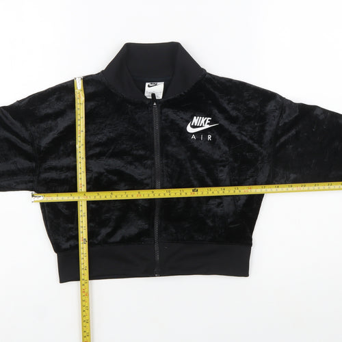 Nike Girls Black Velour Full Zip Sweatshirt Hoodie M 137-146cm