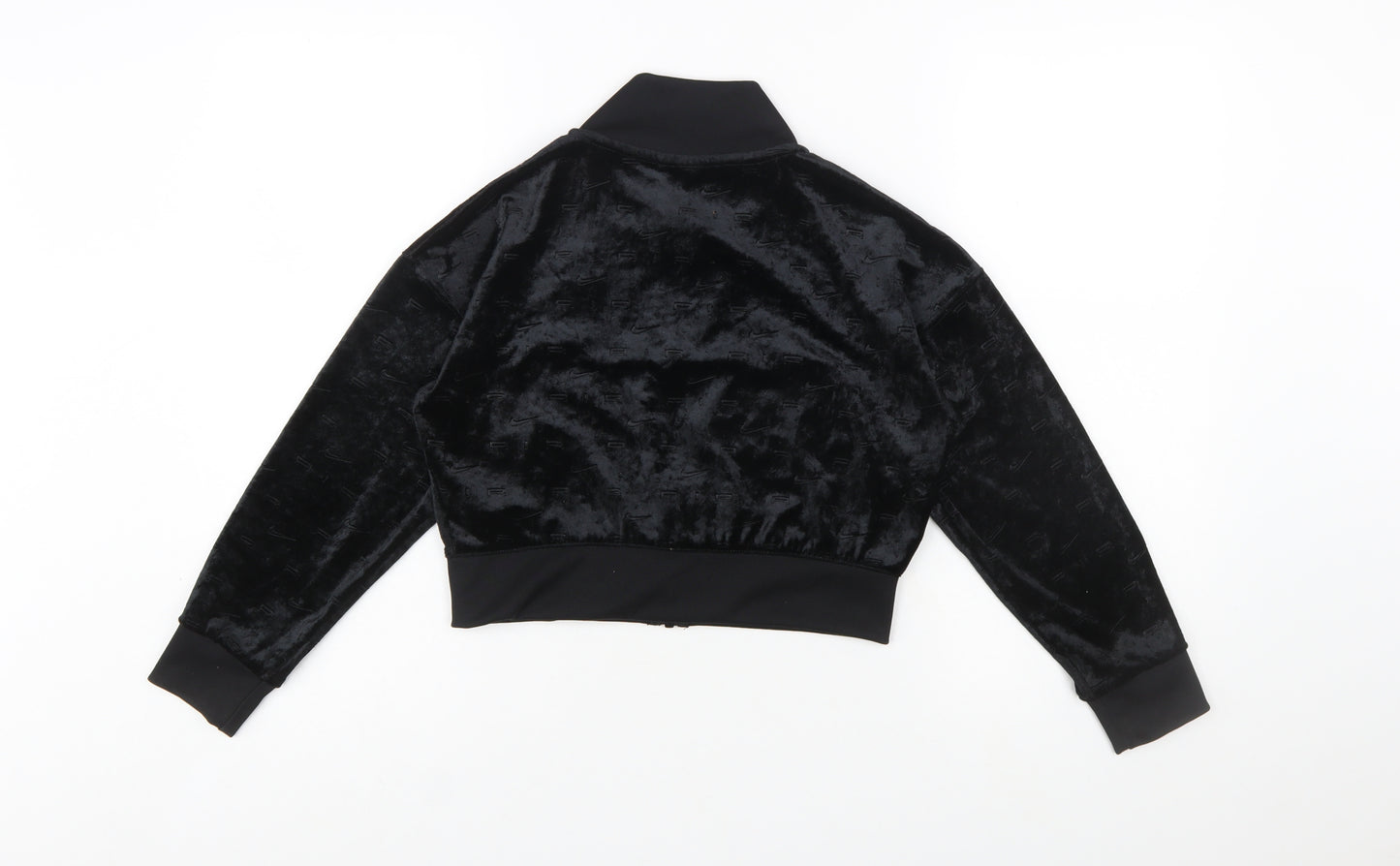 Nike Girls Black Velour Full Zip Sweatshirt Hoodie M 137-146cm
