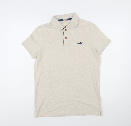Hollister Men's Beige Slim Fit Stretch Polo Shirt Size S