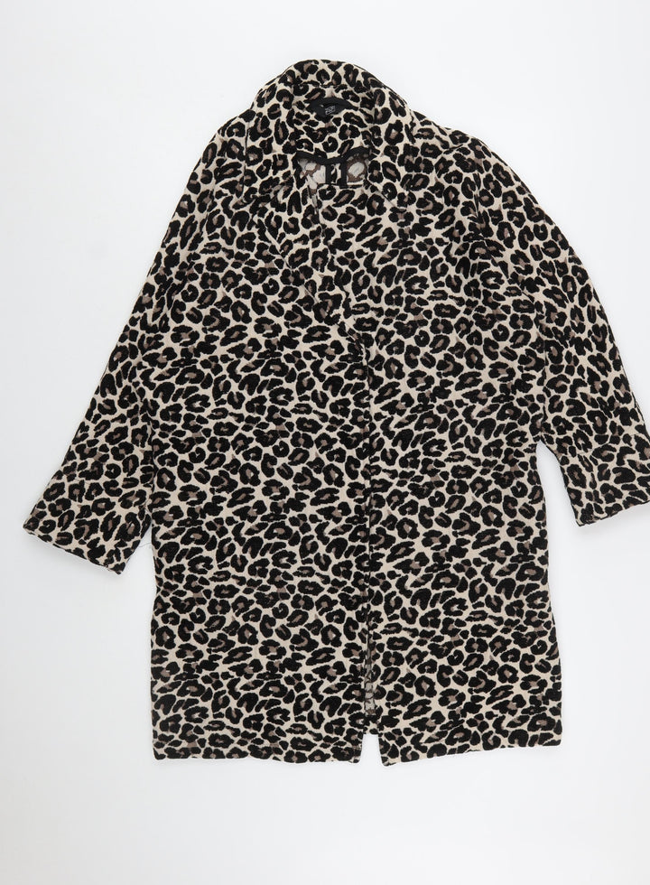 F&F Women’s Beige Leopard Print Mid-Length Coat Size 10