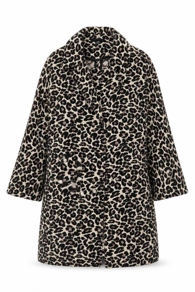 F&F Women’s Beige Leopard Print Mid-Length Coat Size 10