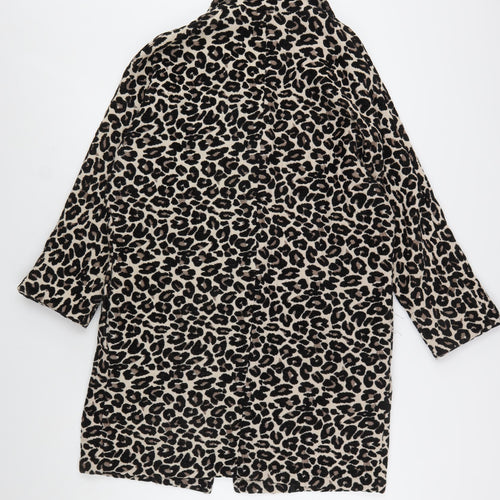 F&F Women’s Beige Leopard Print Mid-Length Coat Size 10