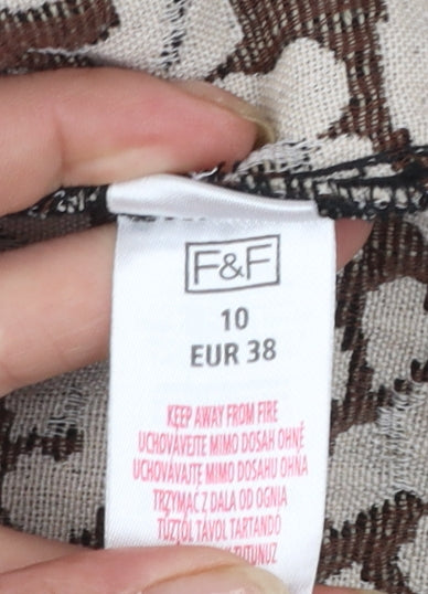 F&F Women’s Beige Leopard Print Mid-Length Coat Size 10