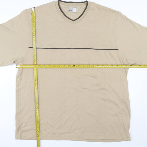 Zantos Men Beige V-Neck Short Sleeve Cotton Blend T-Shirt XL