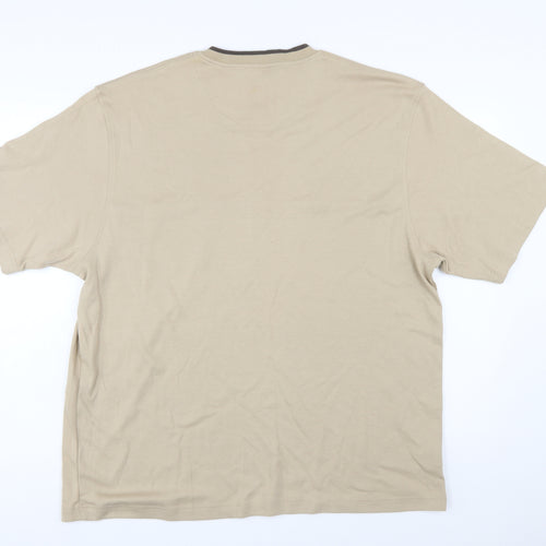 Zantos Men Beige V-Neck Short Sleeve Cotton Blend T-Shirt XL