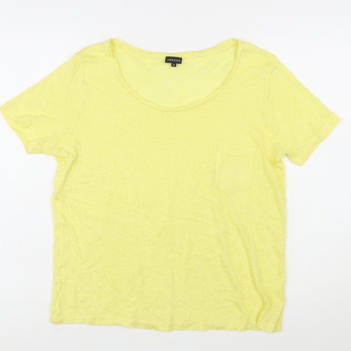 Jaeger Womens Yellow Cotton Short Sleeve Basic T-Shirt M