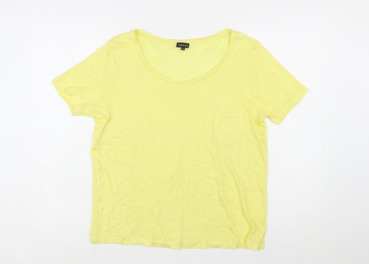 Jaeger Womens Yellow Cotton Short Sleeve Basic T-Shirt M