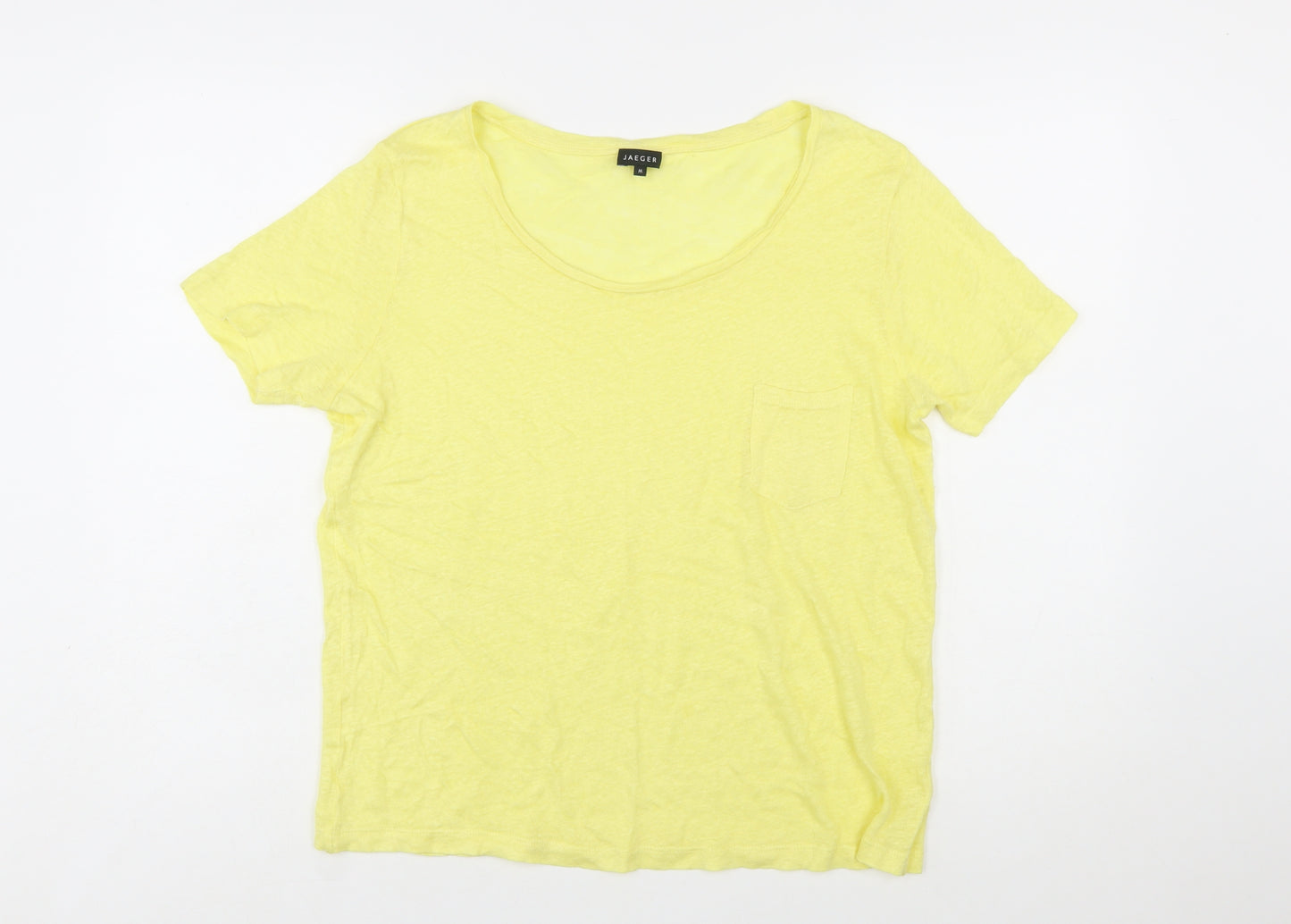 Jaeger Womens Yellow Cotton Short Sleeve Basic T-Shirt M