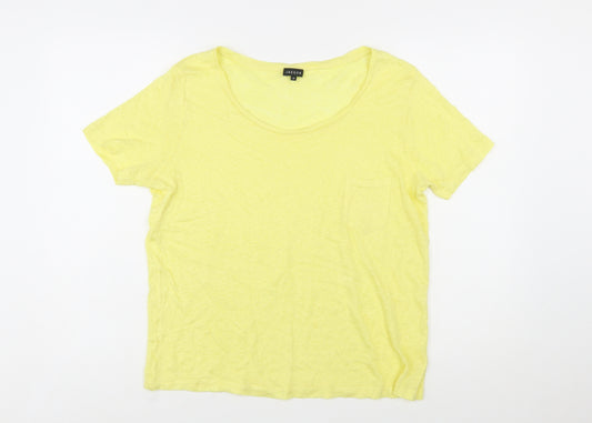 Jaeger Womens Yellow Cotton Short Sleeve Basic T-Shirt M