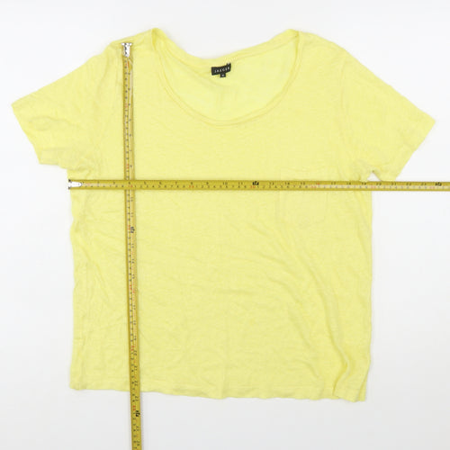 Jaeger Womens Yellow Cotton Short Sleeve Basic T-Shirt M