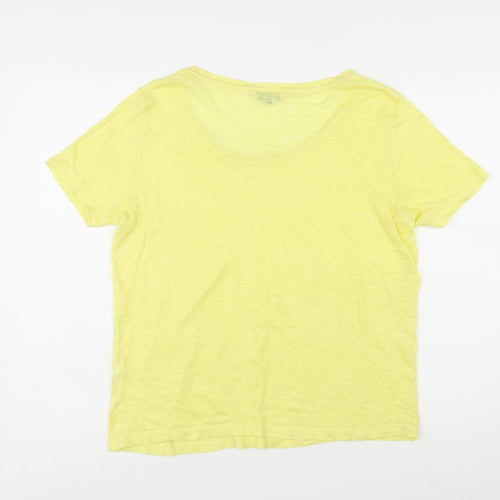 Jaeger Womens Yellow Cotton Short Sleeve Basic T-Shirt M