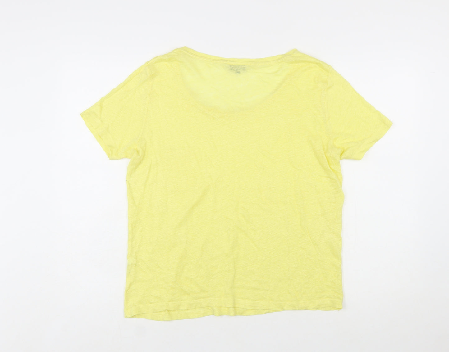 Jaeger Womens Yellow Cotton Short Sleeve Basic T-Shirt M