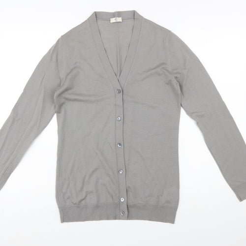 Cerruti Women Grey Merino Wool V-Neck Cardigan L