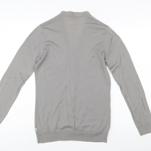 Cerruti Women Grey Merino Wool V-Neck Cardigan L
