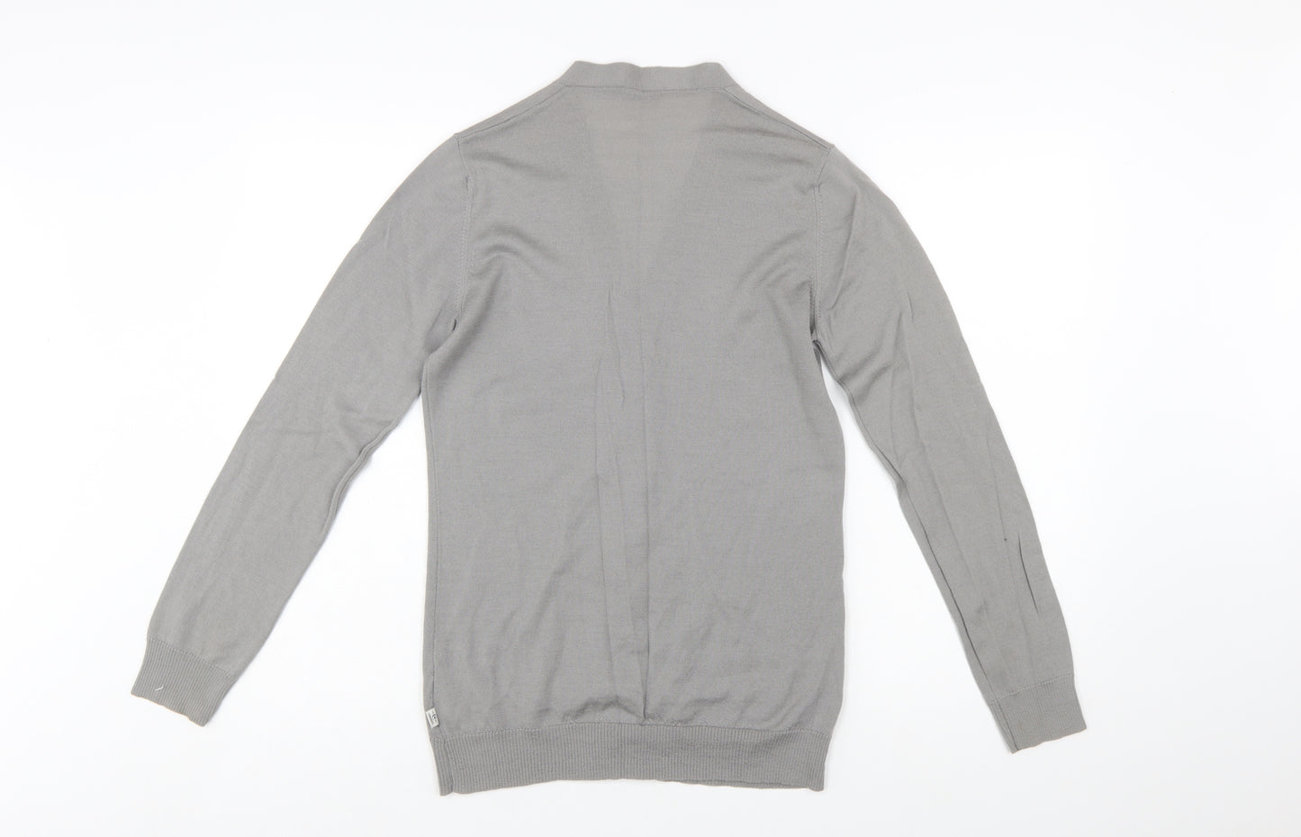 Cerruti Women Grey Merino Wool V-Neck Cardigan L