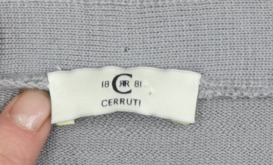 Cerruti Women Grey Merino Wool V-Neck Cardigan L