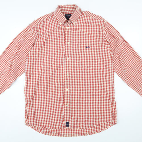 OldRiver Men's Red Check Long Sleeve Cotton Button-Up Shirt L