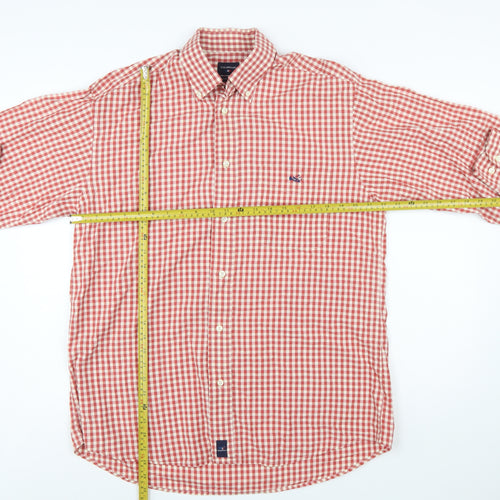 OldRiver Men's Red Check Long Sleeve Cotton Button-Up Shirt L