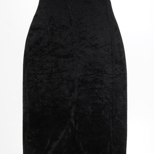 Wallis Women’s Black Velvet Halter Bodycon Midi Dress Size 12