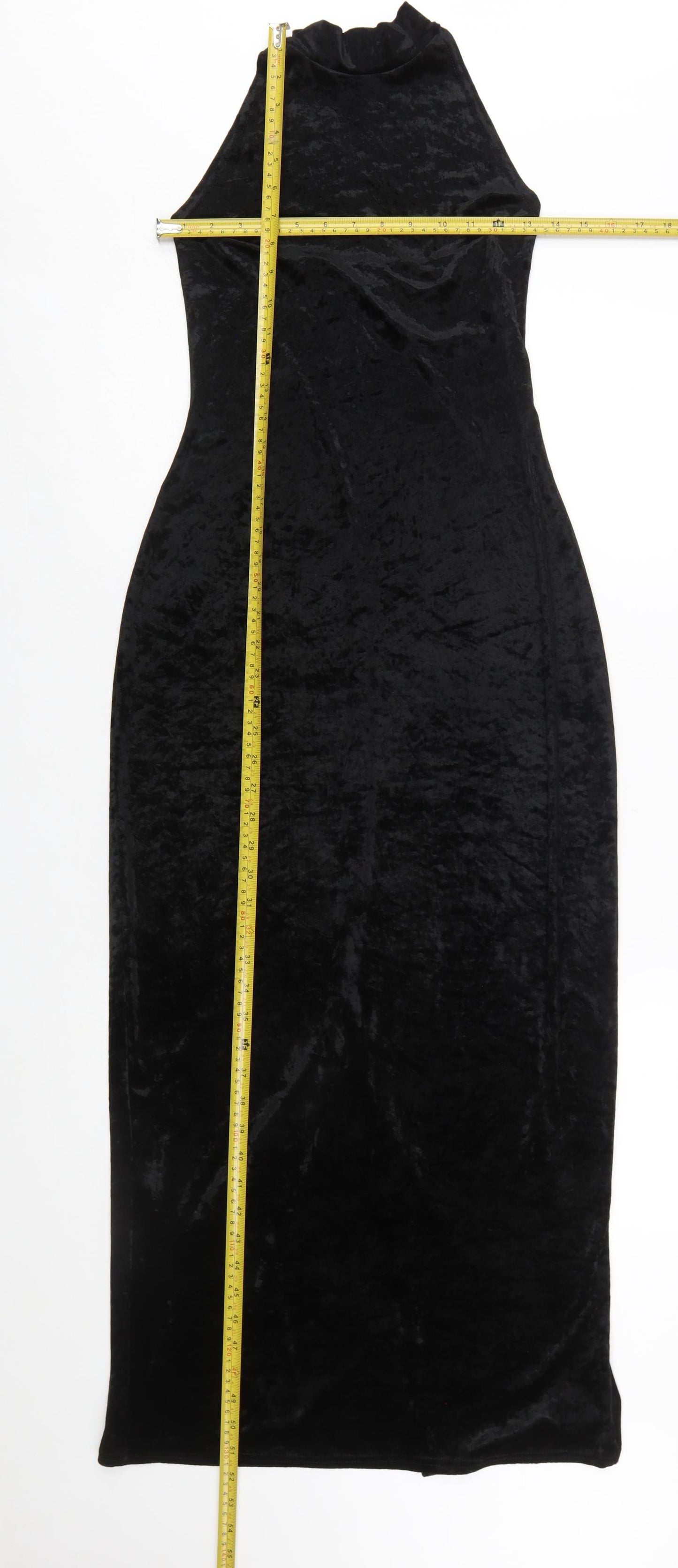 Wallis Women’s Black Velvet Halter Bodycon Midi Dress Size 12