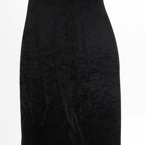 Wallis Women’s Black Velvet Halter Bodycon Midi Dress Size 12