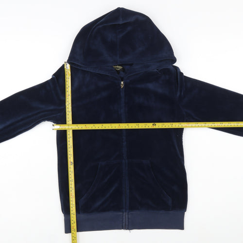Juicy Couture Black Label Women's Navy Velour Full Zip Hoodie XS