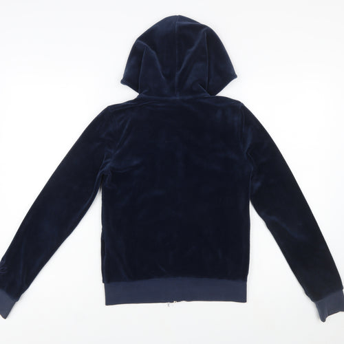 Juicy Couture Black Label Women's Navy Velour Full Zip Hoodie XS