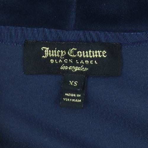 Juicy Couture Black Label Women's Navy Velour Full Zip Hoodie XS