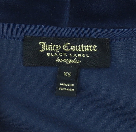 Juicy Couture Black Label Women's Navy Velour Full Zip Hoodie XS
