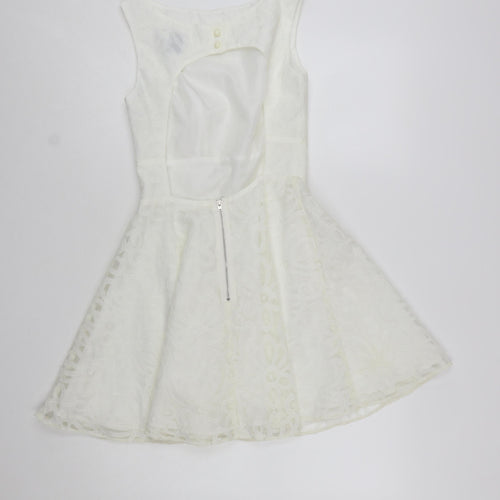 ASOS Petite Women’s White Size 8 Skater Dress Sleeveless Party
