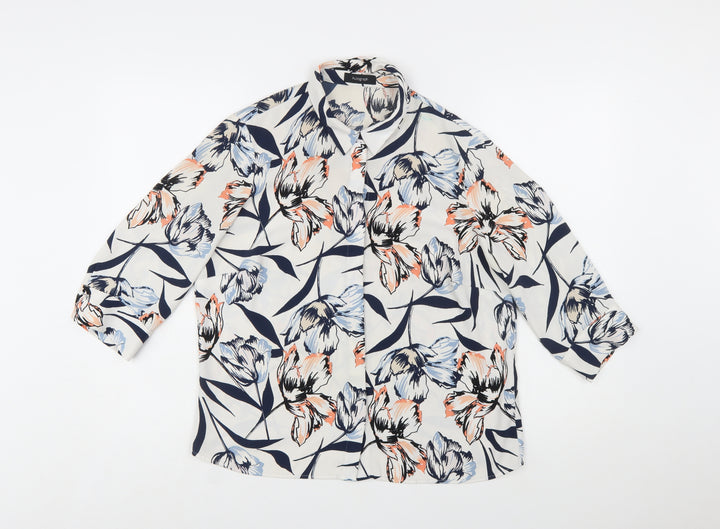 Marks and Spencer Women’s Ivory Floral Button-Up Blouse Size 12