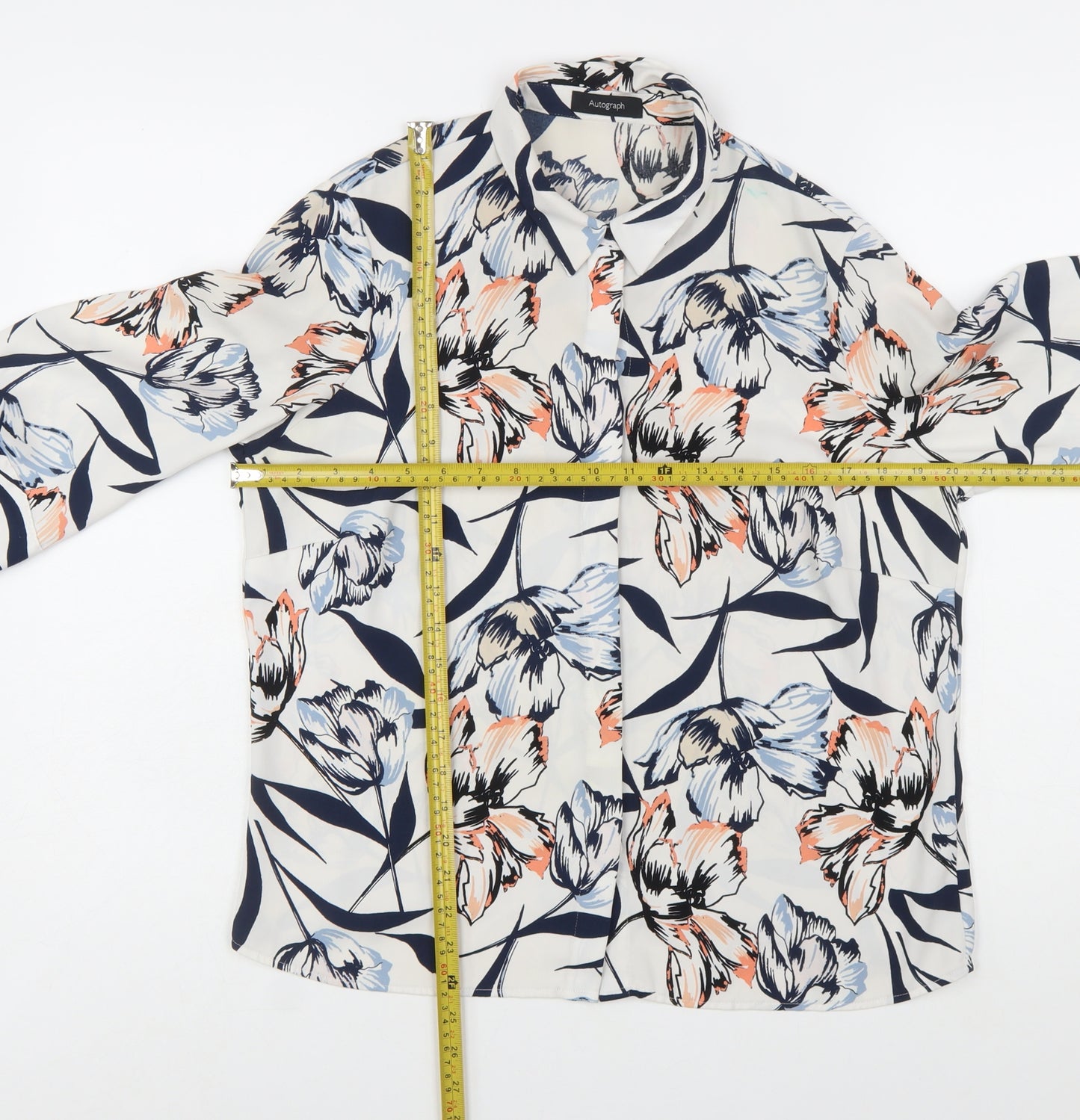 Marks and Spencer Women’s Ivory Floral Button-Up Blouse Size 12