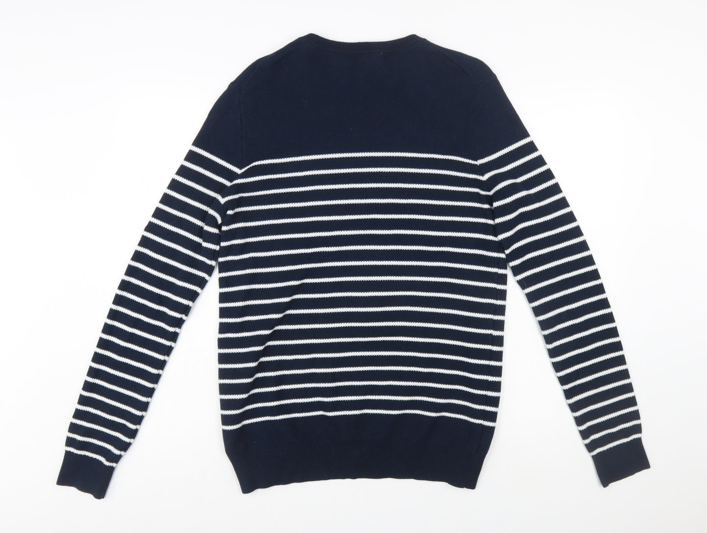 Helly Hansen Men's Blue Striped Cotton Crew Neck Jumper L Regular