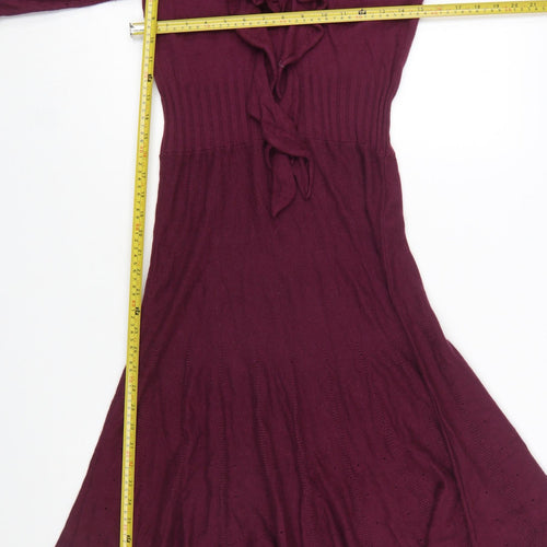 Marks and Spencer Women’s Purple Knit Ruffle Fit & Flare Dress Size 14
