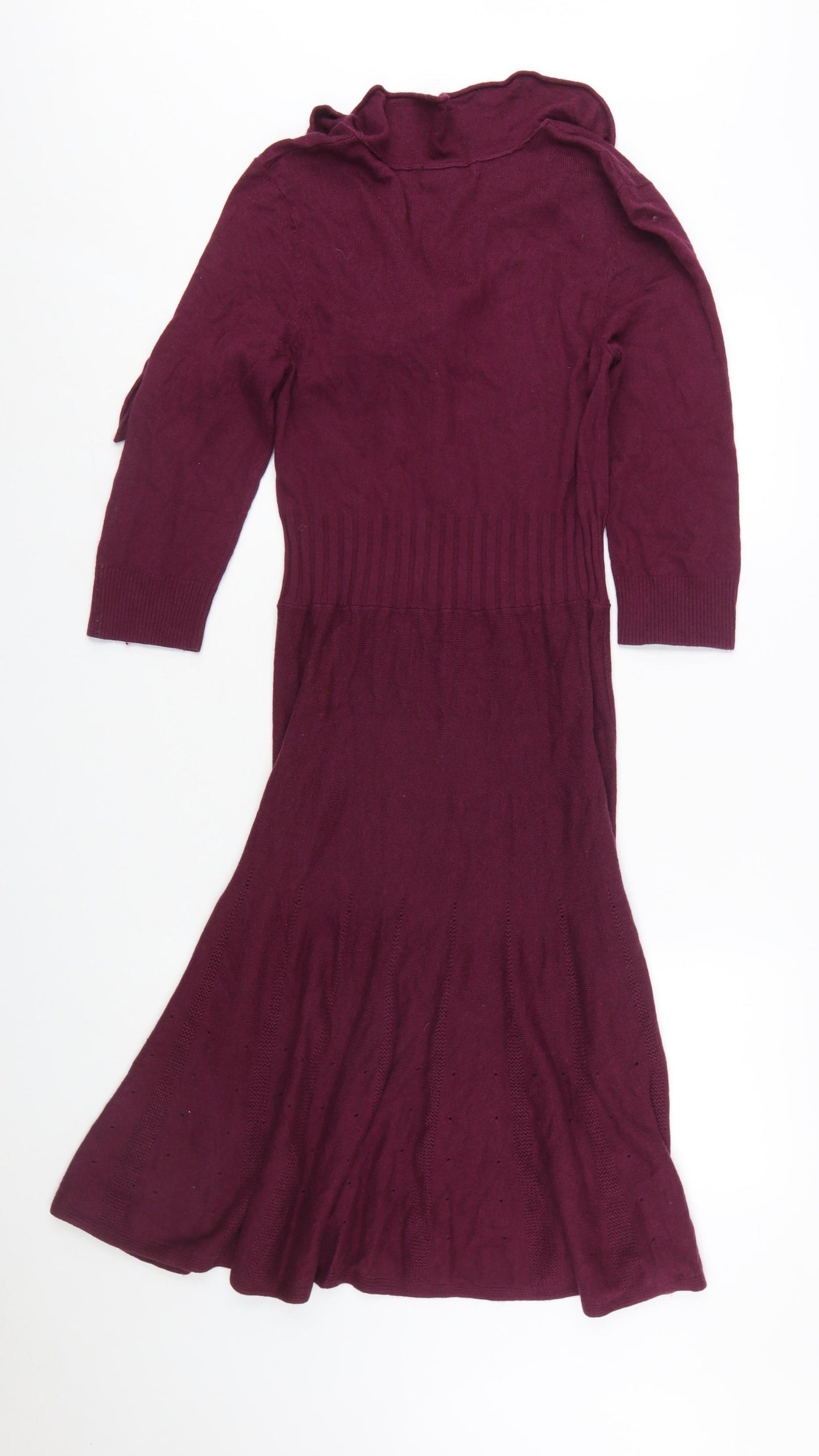 Marks and Spencer Women’s Purple Knit Ruffle Fit & Flare Dress Size 14