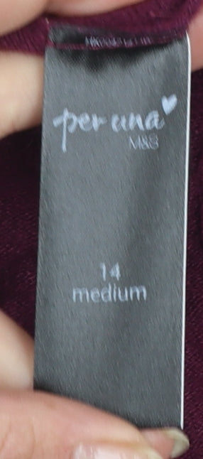Marks and Spencer Women’s Purple Knit Ruffle Fit & Flare Dress Size 14